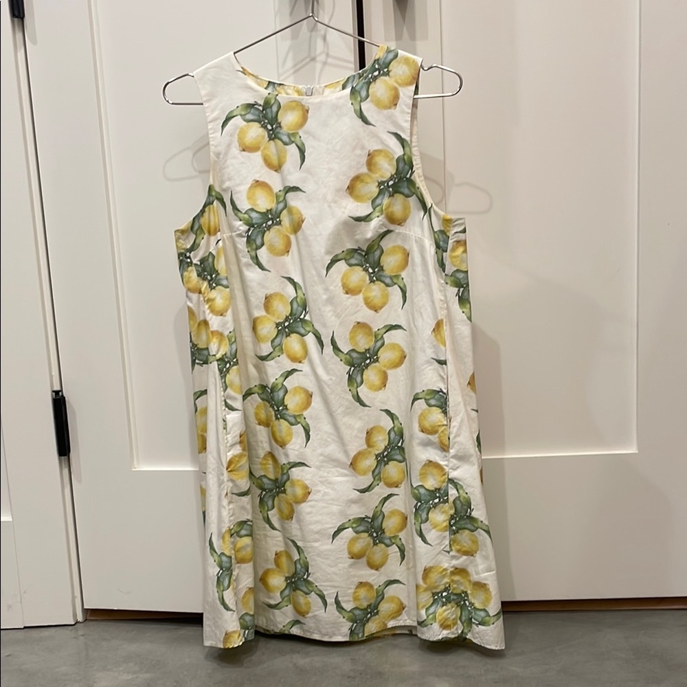 Lemon Print Sleeveless Shift Dress